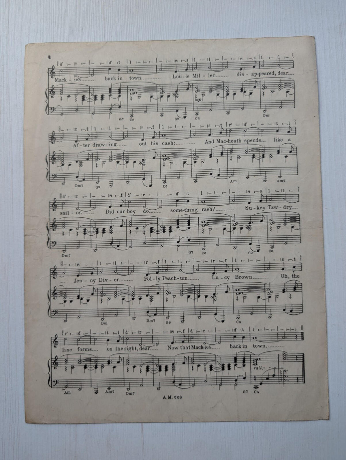Mack the Knife Sheet Music by Kurt Weill/Louis Armstrong - 1956 - Arcadia Music
