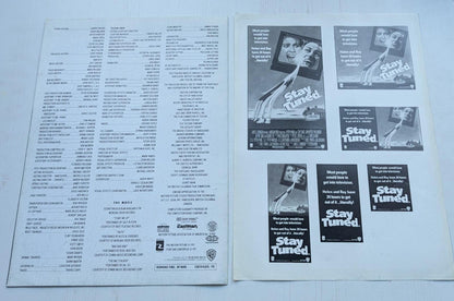 Stay Tuned - 1992 Movie Press Kit Cast List and Advertisement Sheet