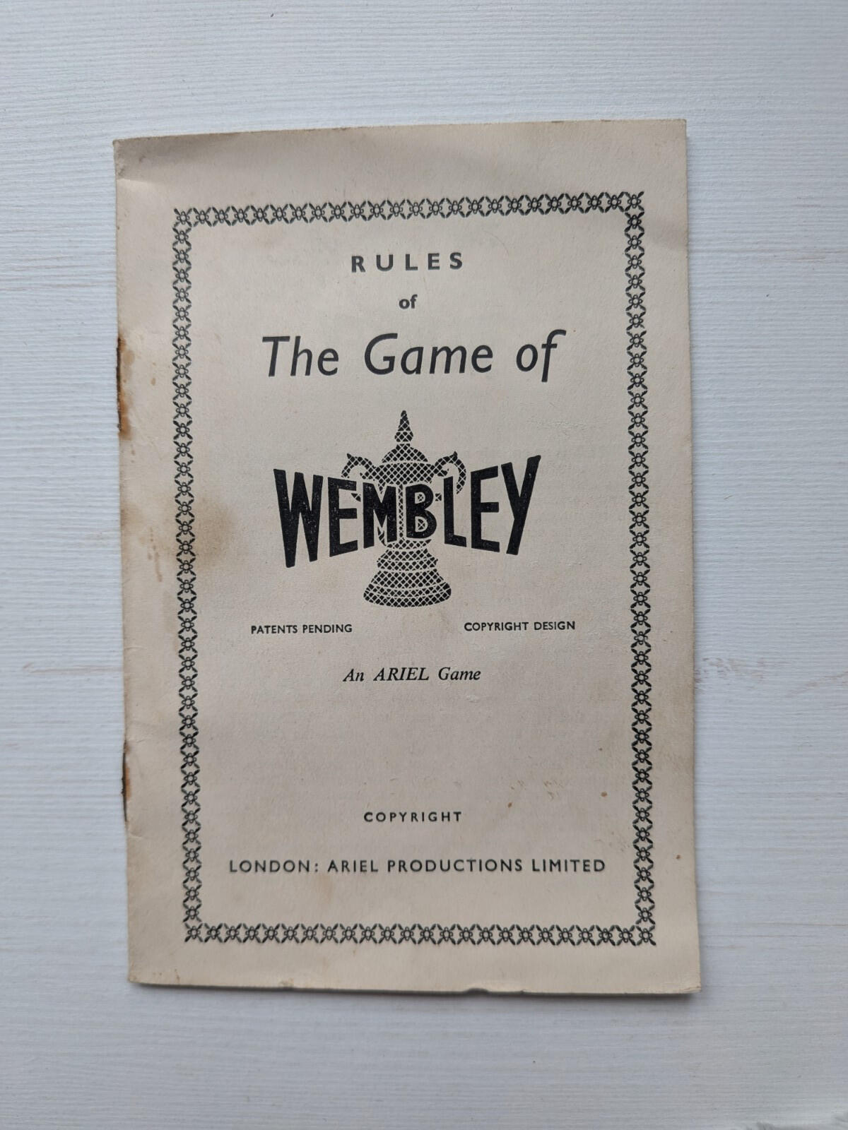 Vintage Game of Wembley Box/Instructions/Pieces - No Board, Ariel Productions