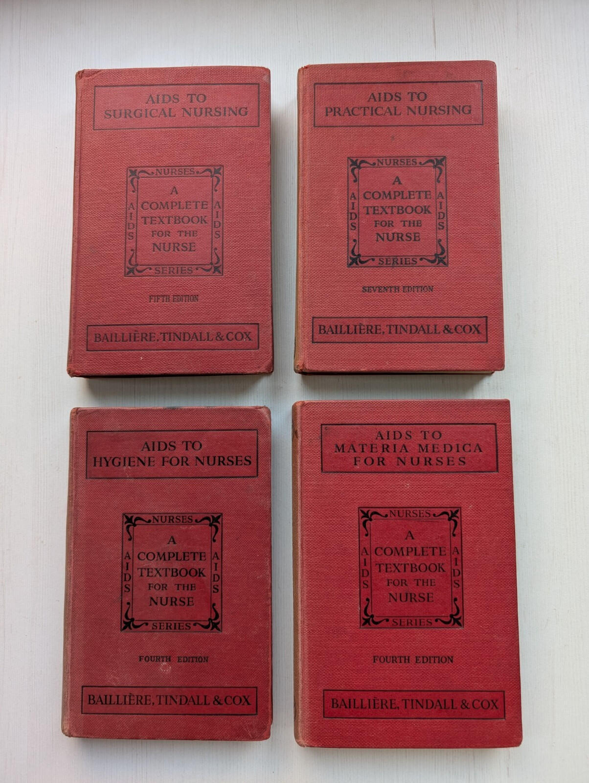 Aids To Nursing/For Nurses x4 Book Bundle - 1951-1955 - Bailliere, Tindall & Cox