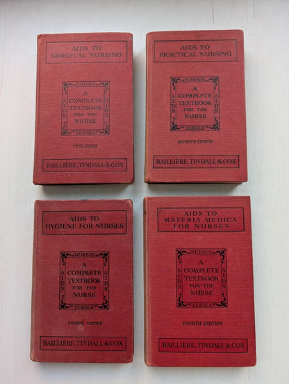 Aids To Nursing/For Nurses x4 Book Bundle - 1951-1955 - Bailliere, Tindall & Cox