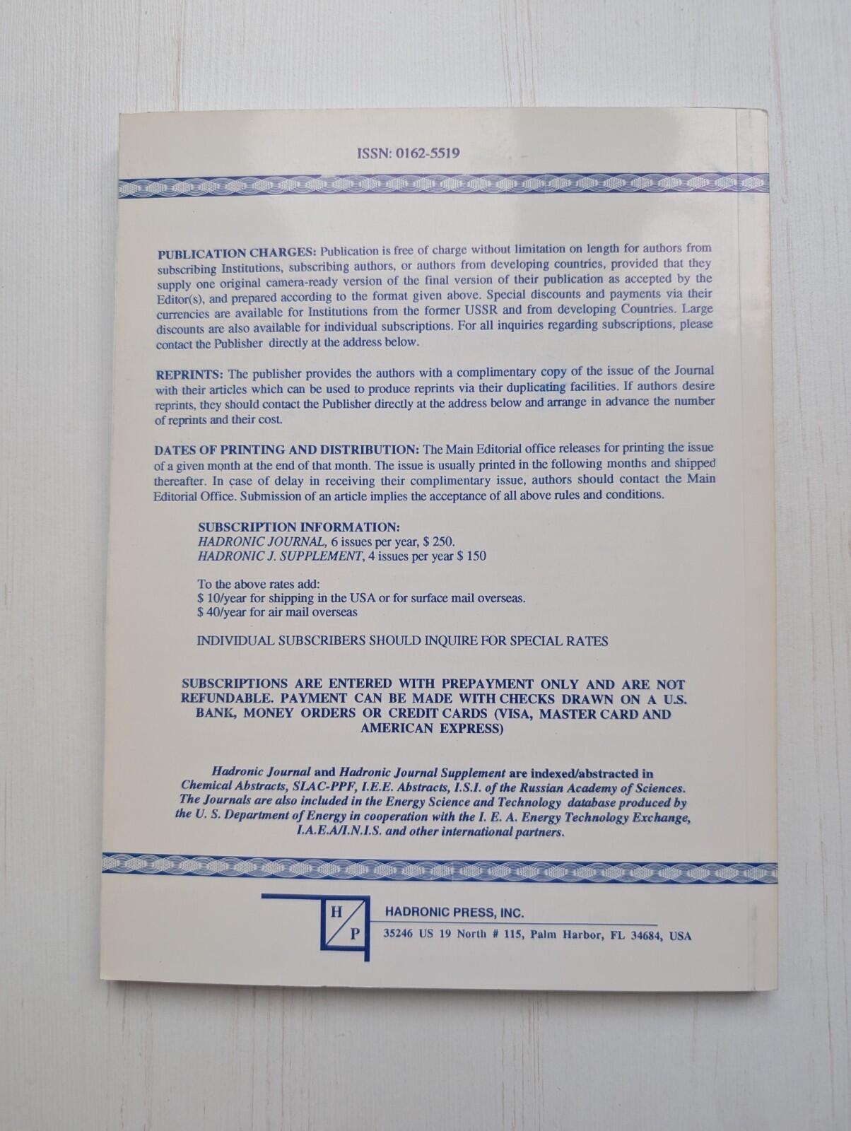 Hadronic Journal Vol. 21 No. 2 - April 1998 - Hadronic Press Inc.