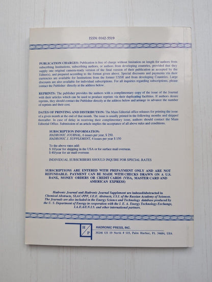 Hadronic Journal Vol. 21 No. 2 - April 1998 - Hadronic Press Inc.