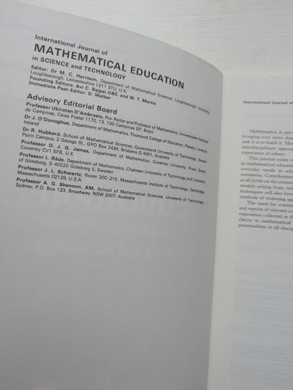 International Journal of Mathematical Education Vol. 28 No. 6 - Nov/Dec 1997