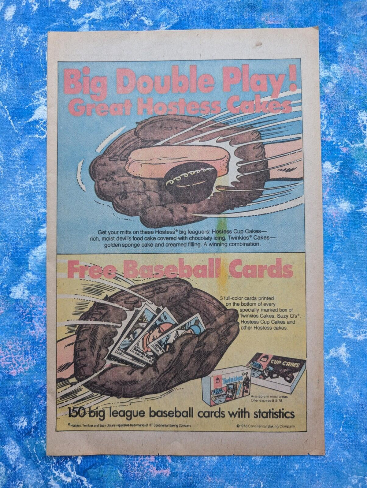 Vintage Twinkies/Hostess Cup Cakes Baseball Cards 1978 Advert - See Details