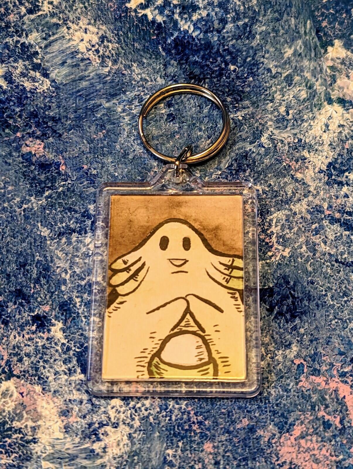 Handmade Shiny Chansey Watercolour Painting Pokémon Keyring