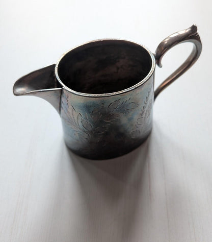 Vintage Silver-Plated Cream Pitcher/Milk Jug with Floral Design