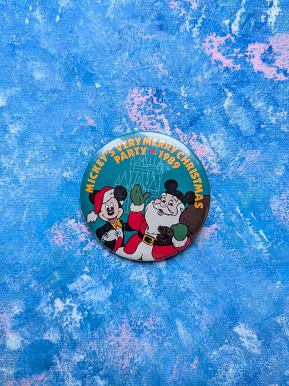 Vintage Walt Disney World Badge - "Mickey's Very Merry Christmas Party" 1989