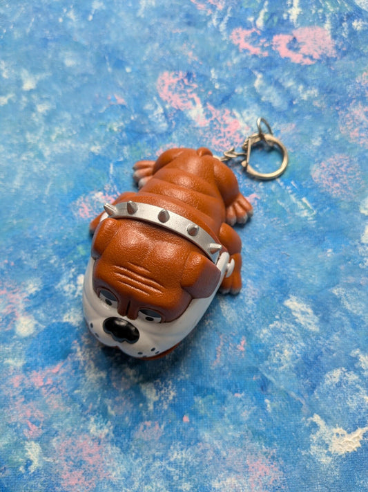Vintage Rare PlayGo Finger-Biting Bulldog Keychain Toy