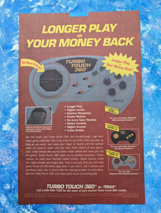 Turbo Touch 360 1992 Sega/Nintendo Controller Advertisement - See Details