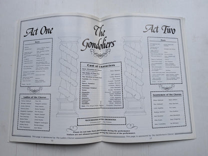 The Gondoliers South Manchester Amateur Operatic Society Programme - May 1989