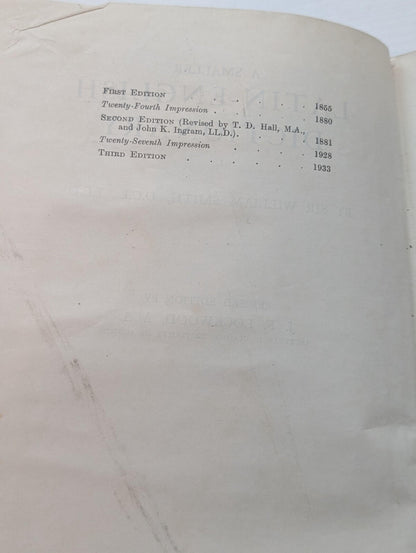 A Smaller Latin-English Dictionary - Sir William Smith - 3rd Edition - 1933