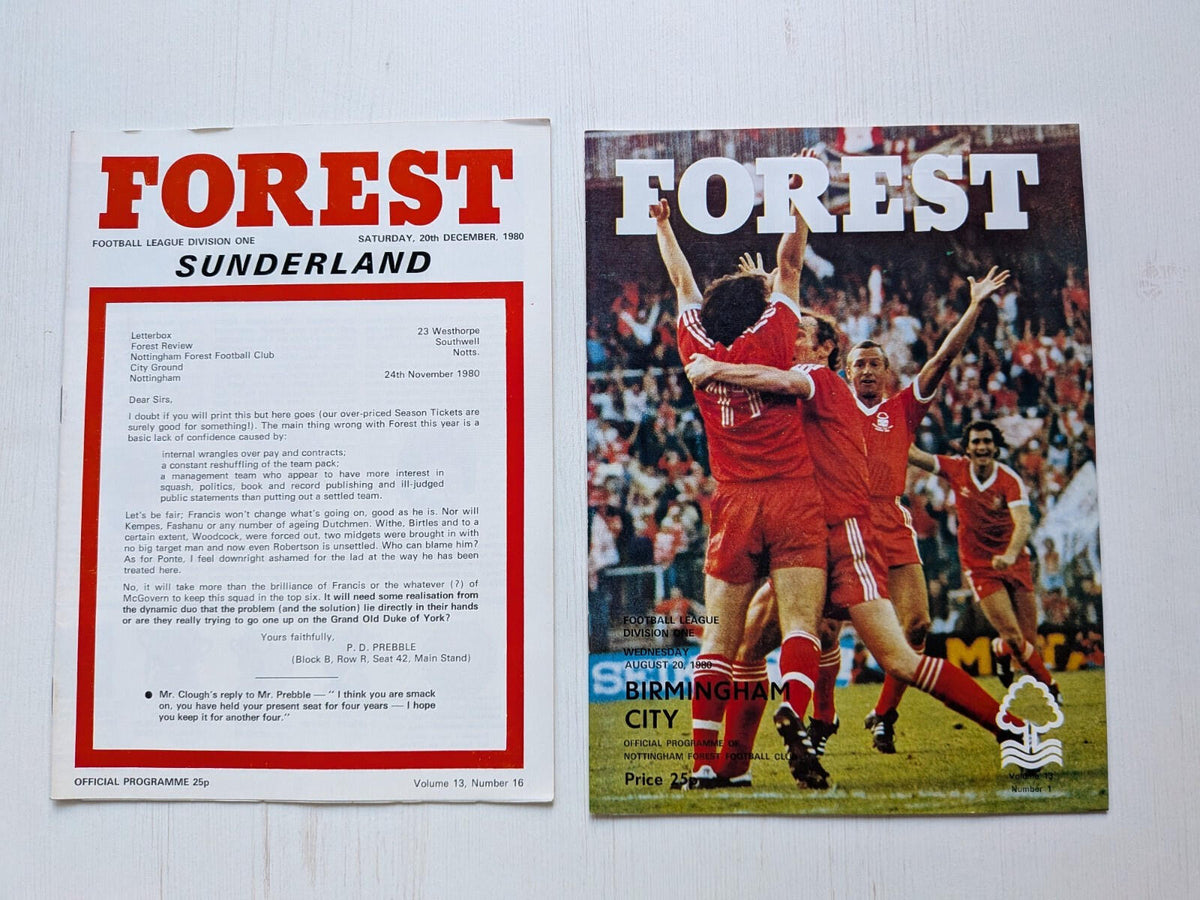 Nottingham Forest 1980 Match Programmes x14 Bundle