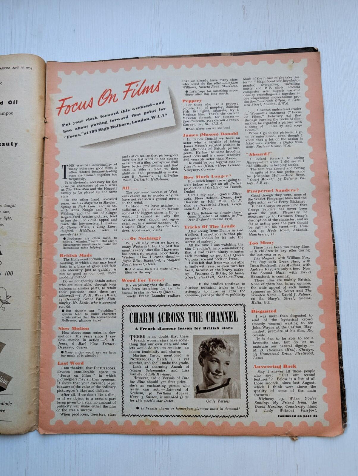Picturegoer: The National Film Weekly April 14, 1951 - Gregory Peck Cover