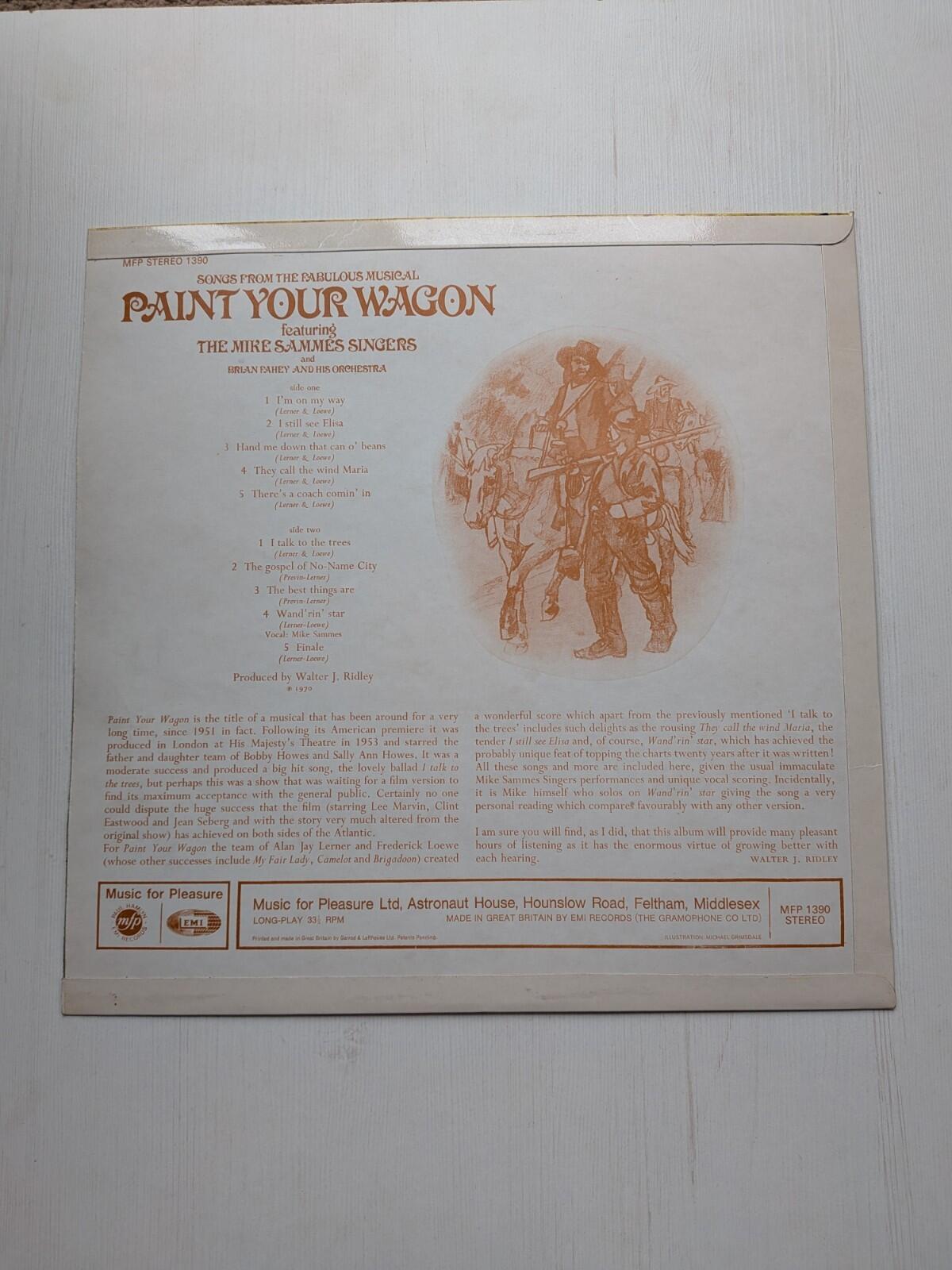 Paint Your Wagon Musical Soundtrack Vinyl LP - The Mike Sammies Singers - 1970