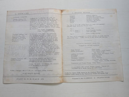 A Delicate Balance Nottingham Theatre Club Programme - 1972