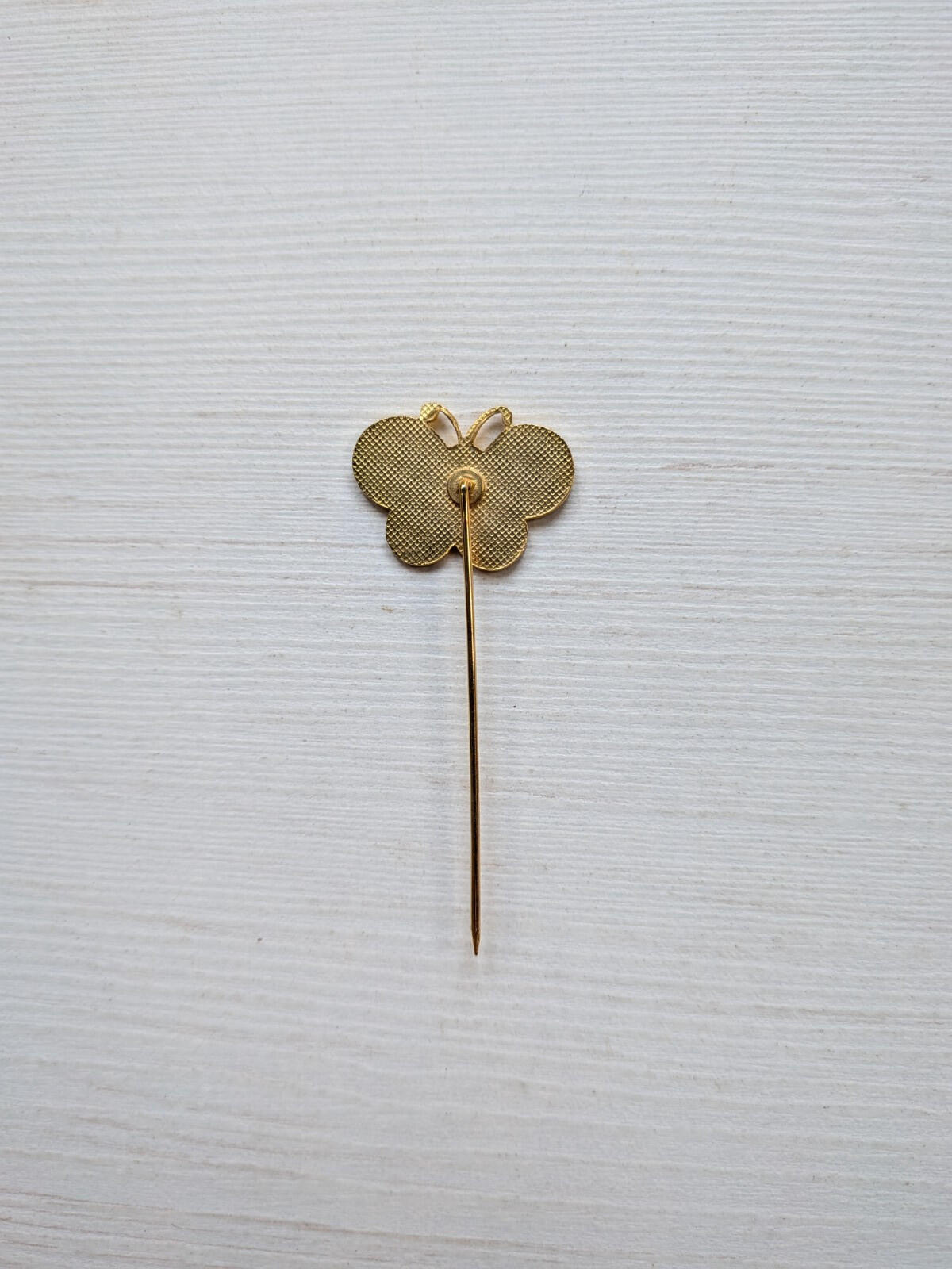 Vintage Blue/Gold Butterfly Enamel and Gold Tone Metal Lapel/Stick Pin