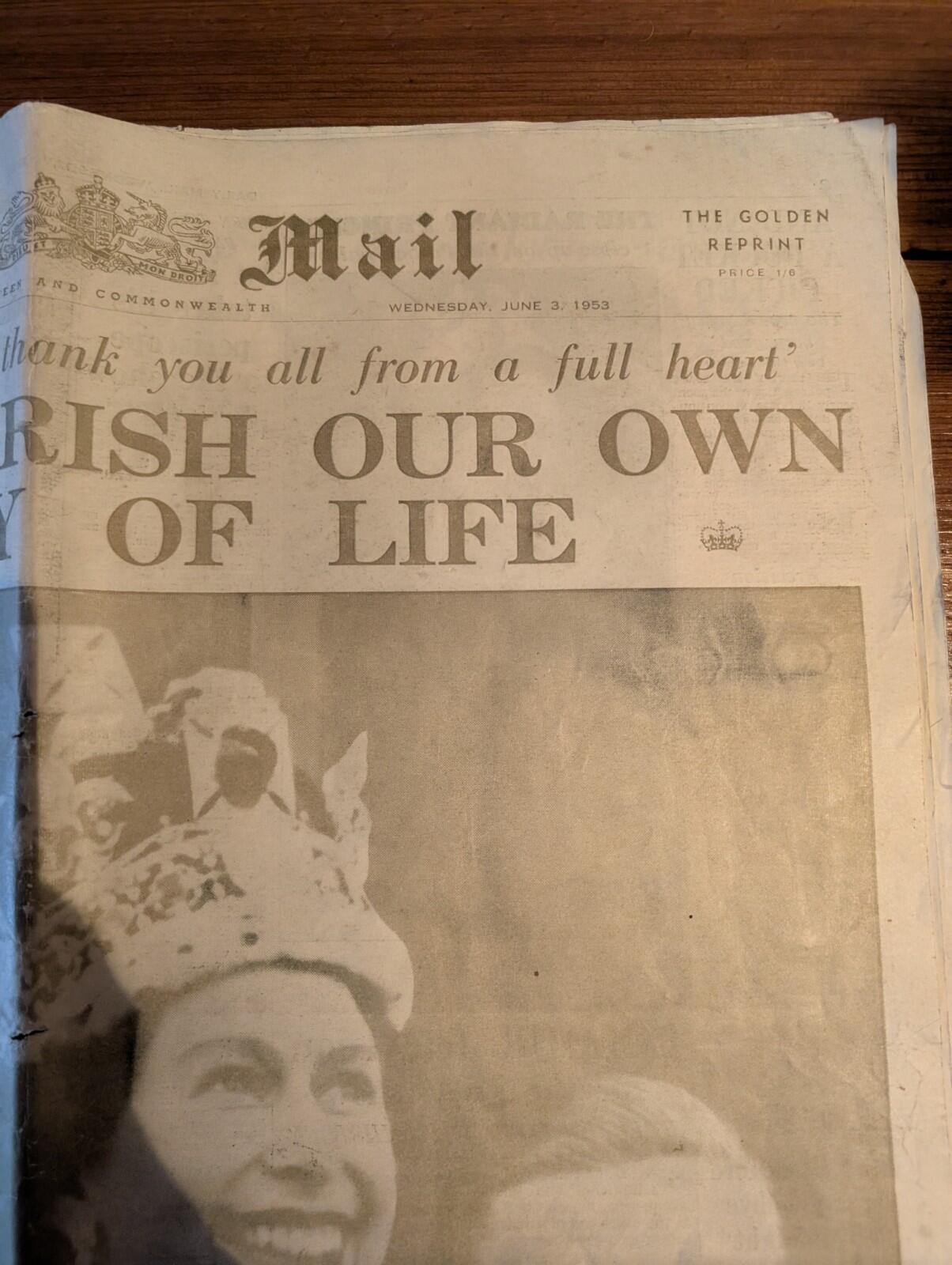 Daily Mail No. 17,791 - Wednesday 9th June 1953 - Queen Elizabeth II Coronation