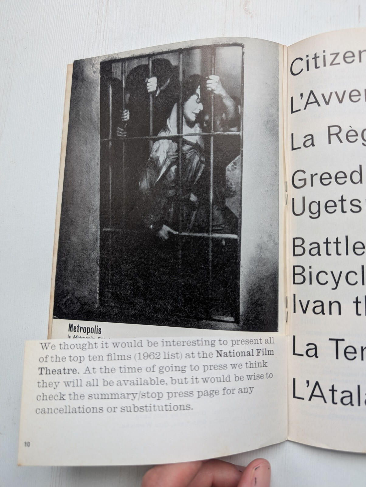 Fritz Lang Programme - National Film Theatre January-February 1962