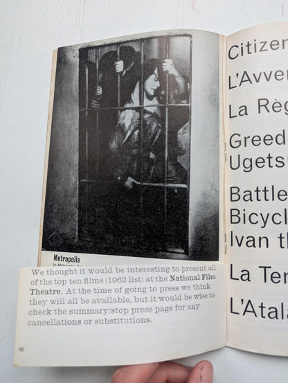 Fritz Lang Programme - National Film Theatre January-February 1962