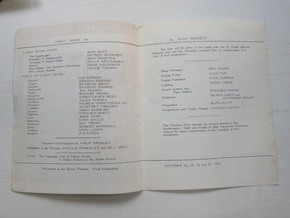Nottingham Theatre Club - Forty Years On - October 1971 Programme