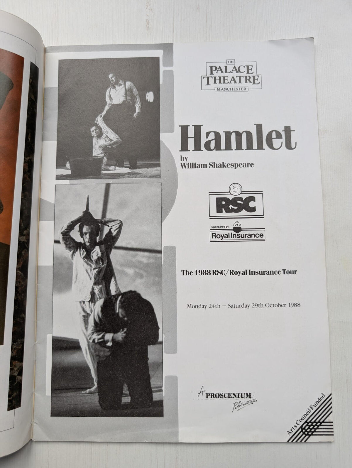 Hamlet Royal Shakespeare Society Palace Theatre Manchester Programme - 1988