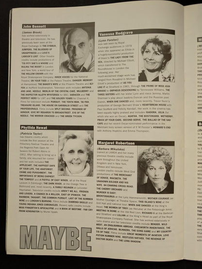 Maybe - Starring Vanessa Redgrave, Royal Exchange Theatre Company Programme 1993