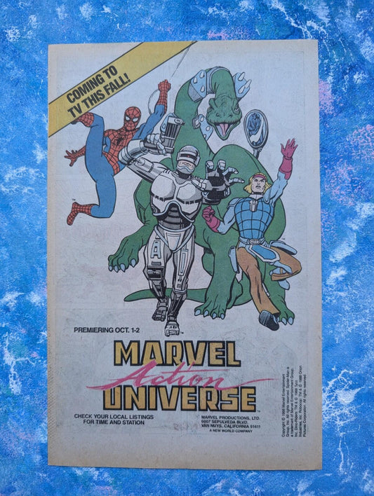 Marvel Action Universe Spider-Man/Robocop/Dino-Riders 1988 Advert - See Details