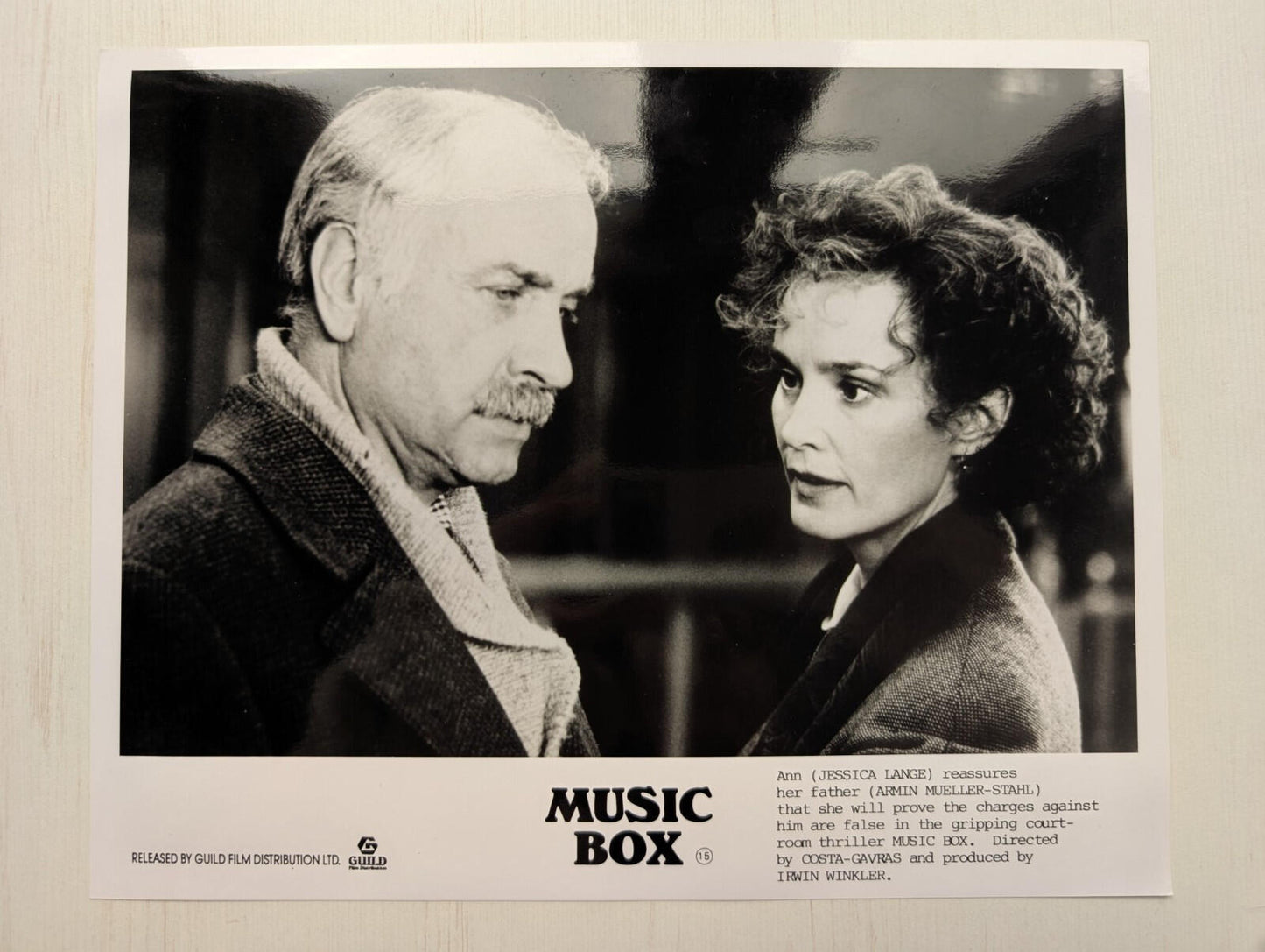 Music Box 1989 Jessica Lange Movie Press Kit Synopsis/Cast List + x3 Lobby Cards