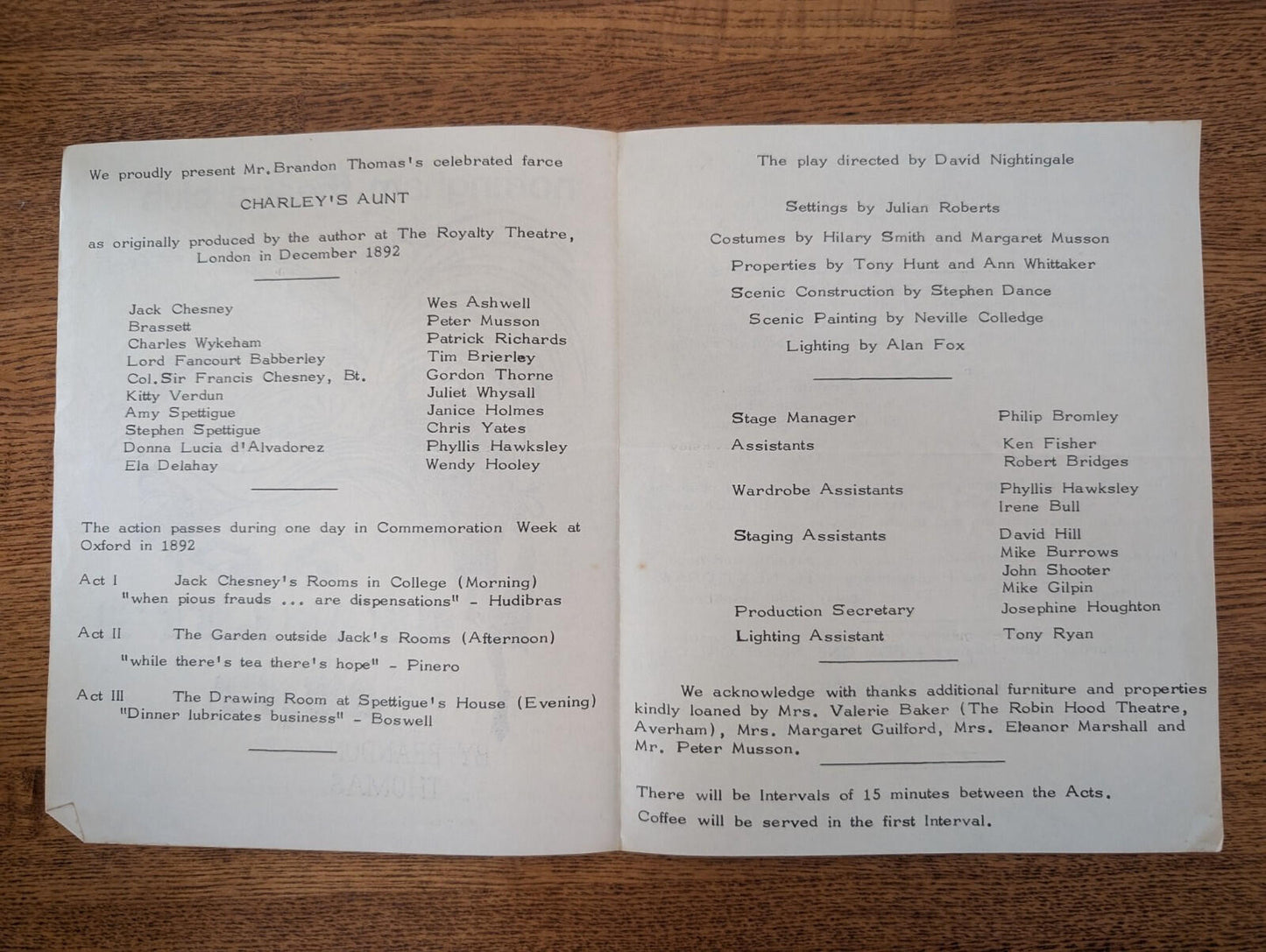 Nottingham Theatre Club - Charley's Aunt Programme