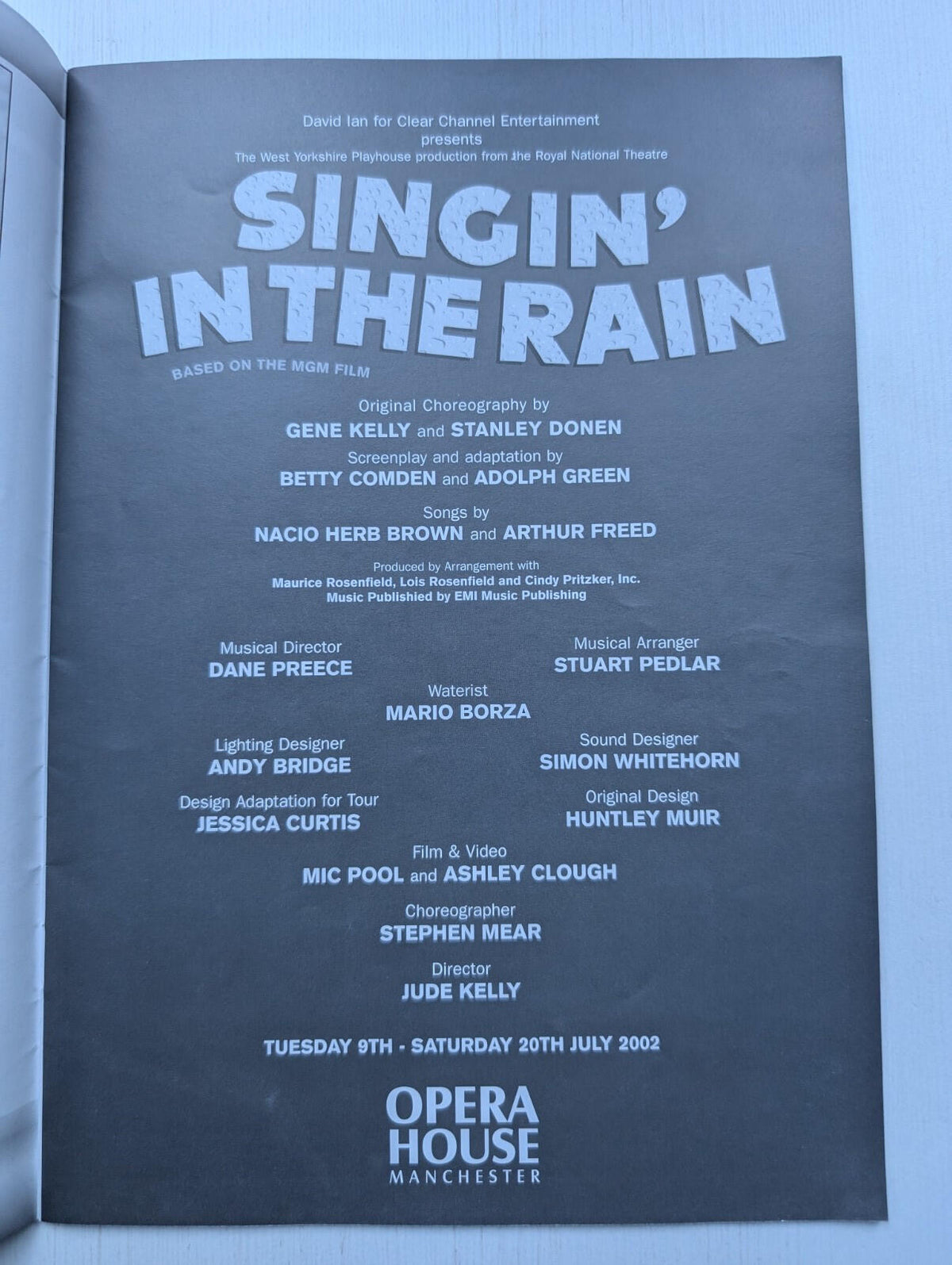 Singin' In The Rain Manchester Opera House Programme - July 2002