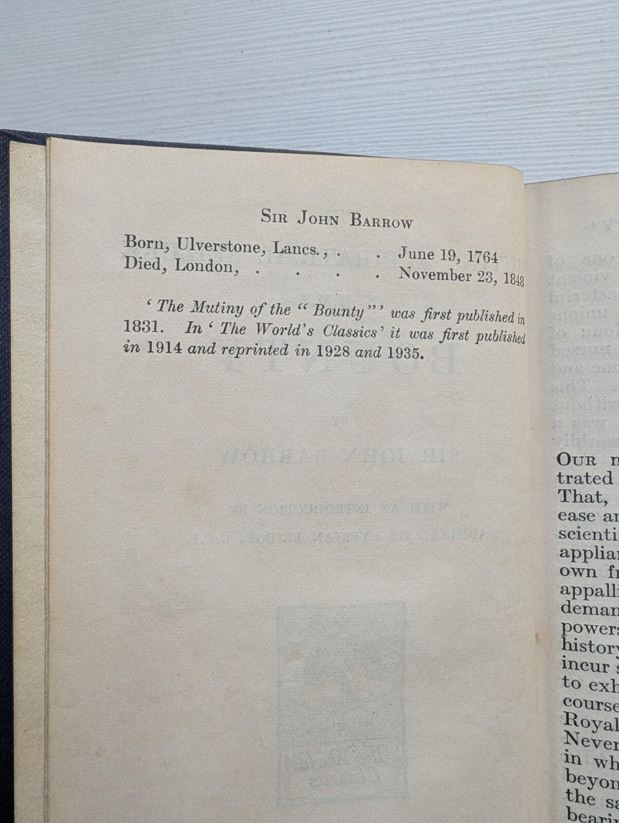 The Mutiny & Piratical Seizure of H.M.S Bounty by Sir John Barrow - 1935