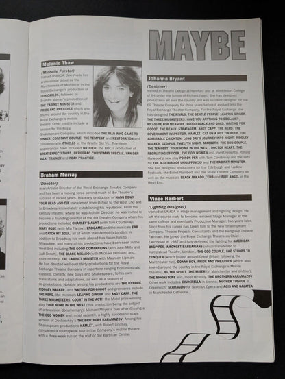 Maybe - Starring Vanessa Redgrave, Royal Exchange Theatre Company Programme 1993