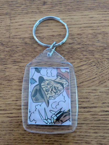 Freddy Krueger Nightmare On Elm Street Keyring, Made From Recycled Vintage Comic