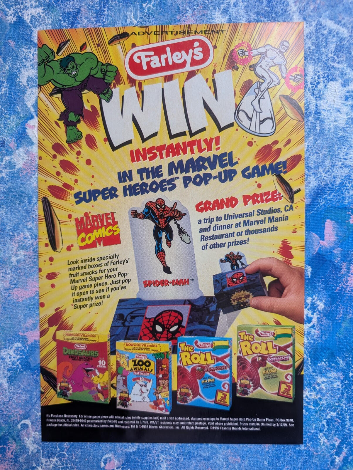 Farley's Fruit Snacks Marvel Competition 1997 Advertisement - Please See Details