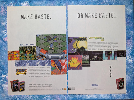 Sonic 3D Blast 1996 Sega Genesis/Game Gear x2 Page Advertisement - See Details