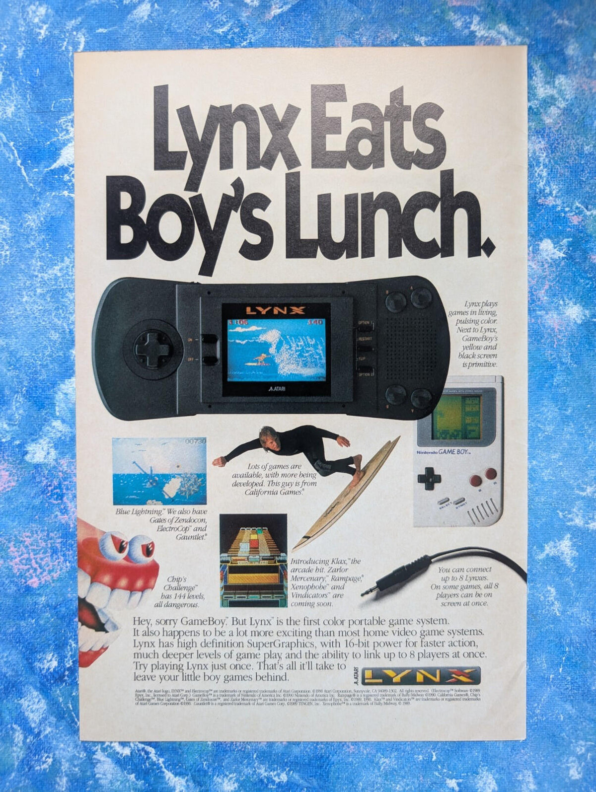 Atari Lynx Games Console 1989 Advertisement - See Details