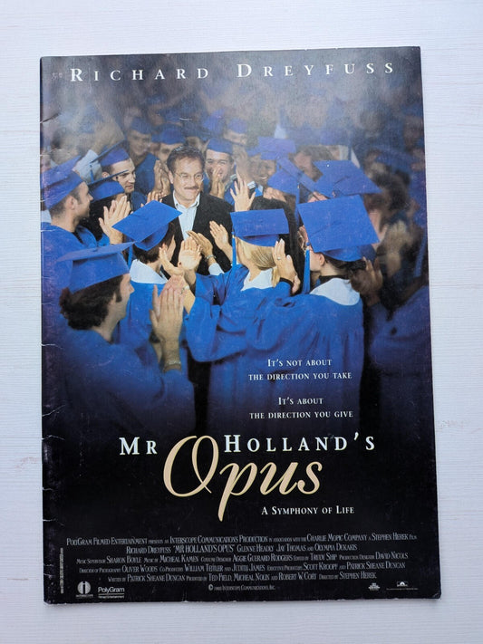 Mr Holland's Opus 1995 Richard Dreyfuss Movie Press Kit Synopsis/Cast List