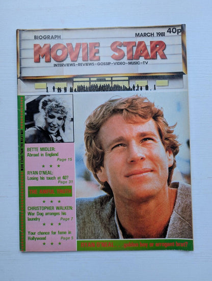 Biograph Movie Star March 1981 - Ryan O'Neal/Bette Midler/Christopher Walken
