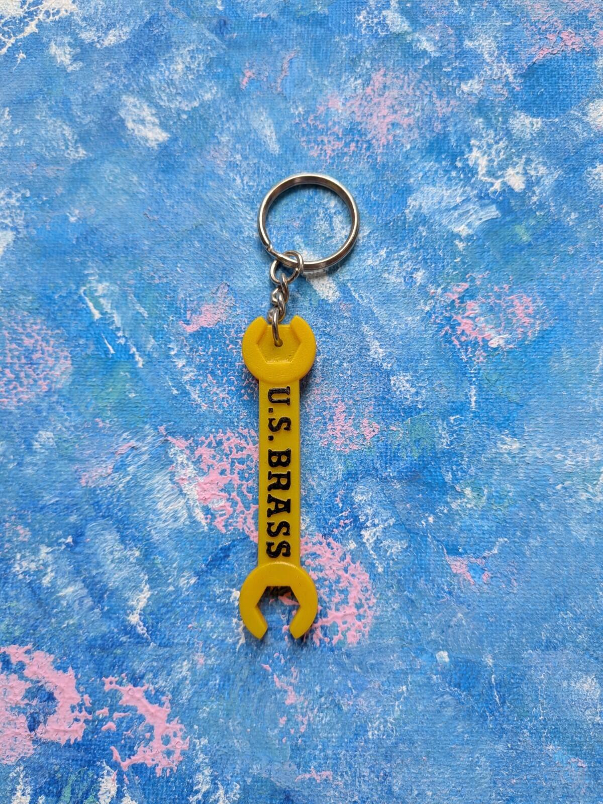 Vintage U.S. Brass Spanner/Wrench Plastic Keyring/Keychain