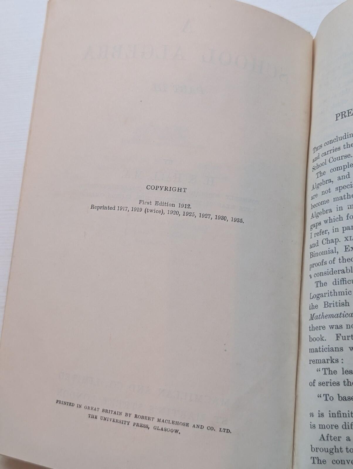 A School Algebra Part III by H.S. Hall - 1935 - Macmillan & Co Ltd