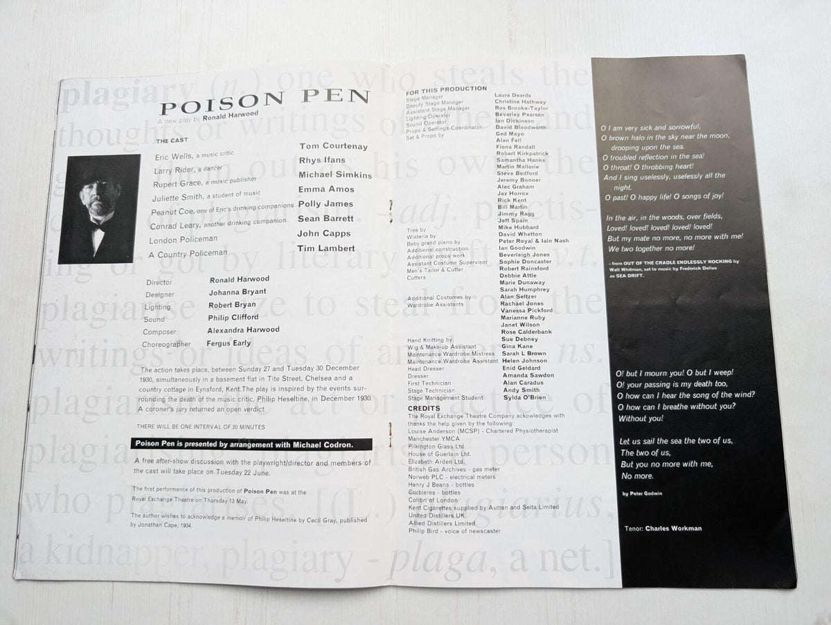 Poison Pen Royal Exchange Theatre Company Programme Manchester - May 1994