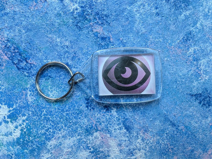 Hand-Crafted Gastly Keyring - Made From Recycled Pokemon Card