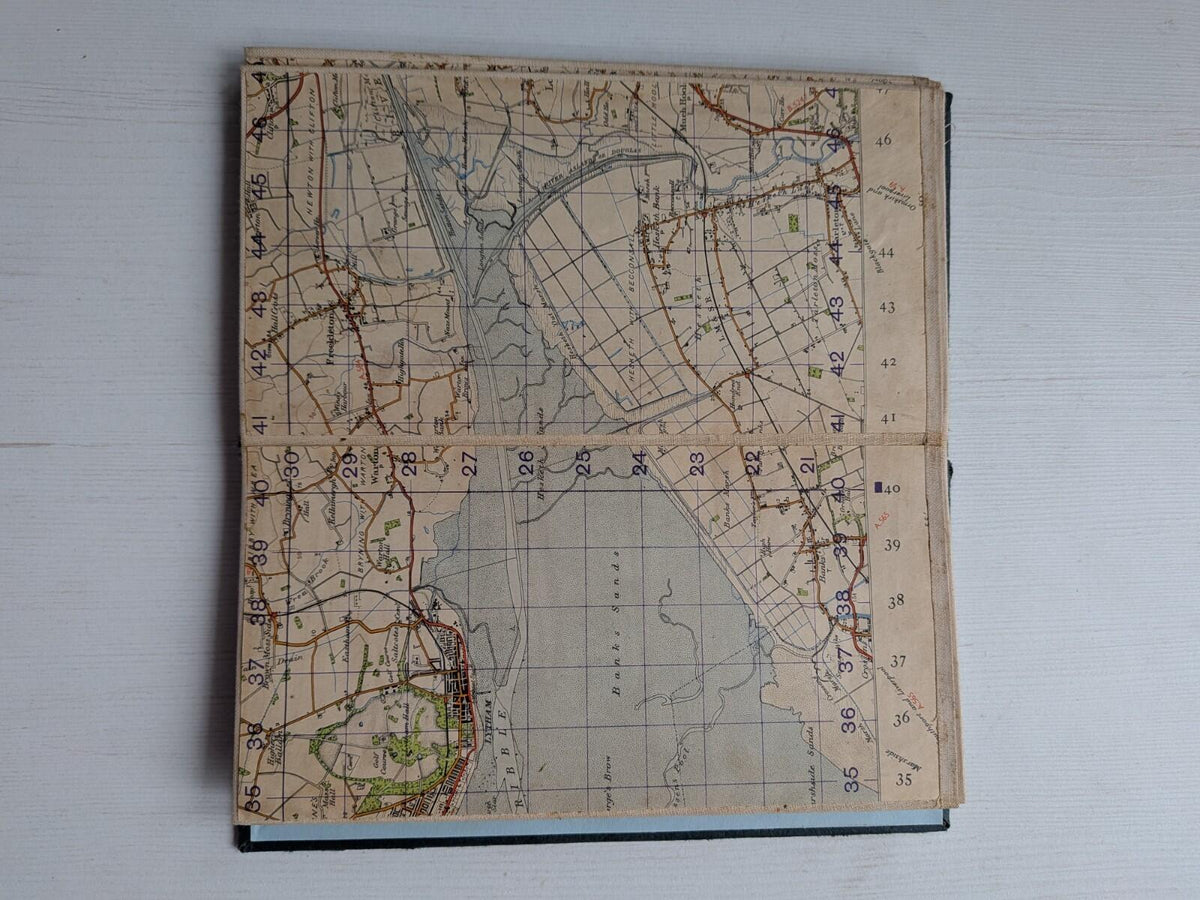 Vintage Fold-Out Lancashire Map on Canvas
