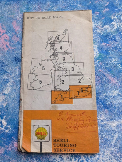 South West/South East England Road Map - Shell Touring Service Vintage Road Map