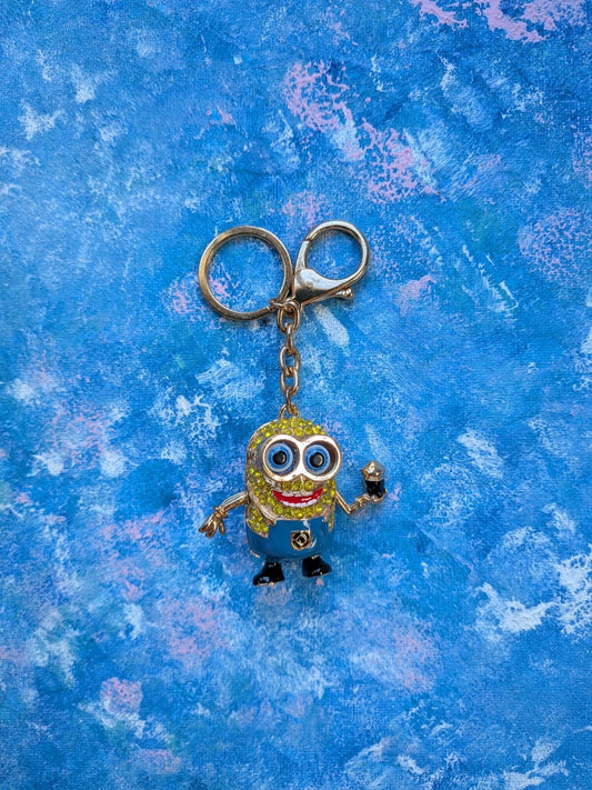 Betsey Johnson Despicable Me Minion Metal/Rhinestone Keyring/Keychain