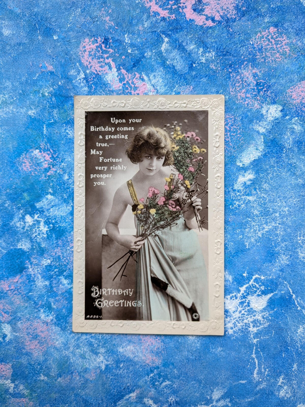 Real-Photo Birthday Greetings Postcard on Rajar Bromide Card - B235-1