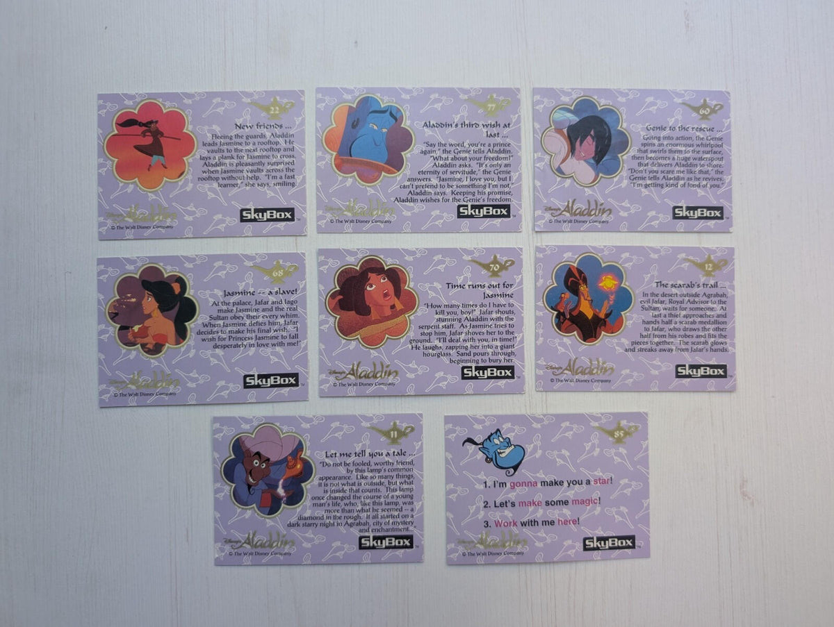 Disney's Aladdin Trading Cards - x8 Card Bundle - 1993 - Skybox