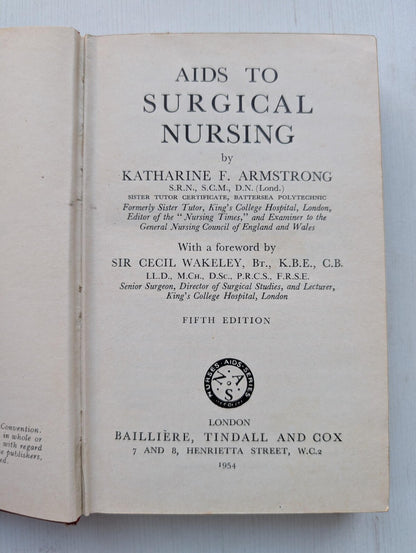 Aids To Nursing/For Nurses x4 Book Bundle - 1951-1955 - Bailliere, Tindall & Cox