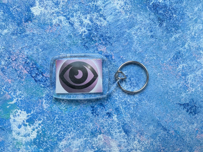 Hand-Crafted Gastly Keyring #2 - Made From Recycled Pokemon Card